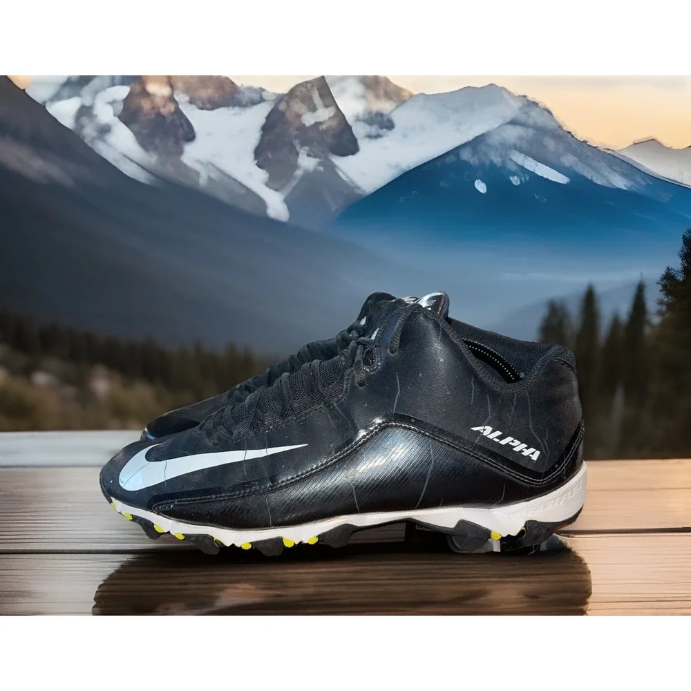 Nike Alpha‎ Football Cleats Men 12 Black Fast Flex Shark 719952-002 Sports Grip
